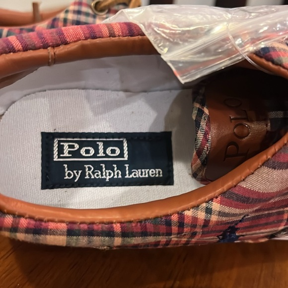 Polo Ralph Lauren Vaughn Boat Deck Shoes Sneakers new wine plaid Men’s Size 9 - Picture 10 of 13